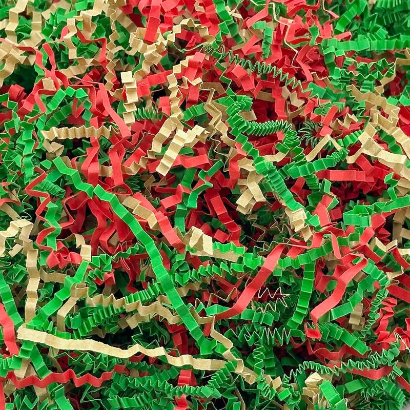 Corlcol 1LB Crinkle Cut Paper Shred Filler for Gift Box Bag and Basket On Holidays (Christmas color) - Image 1